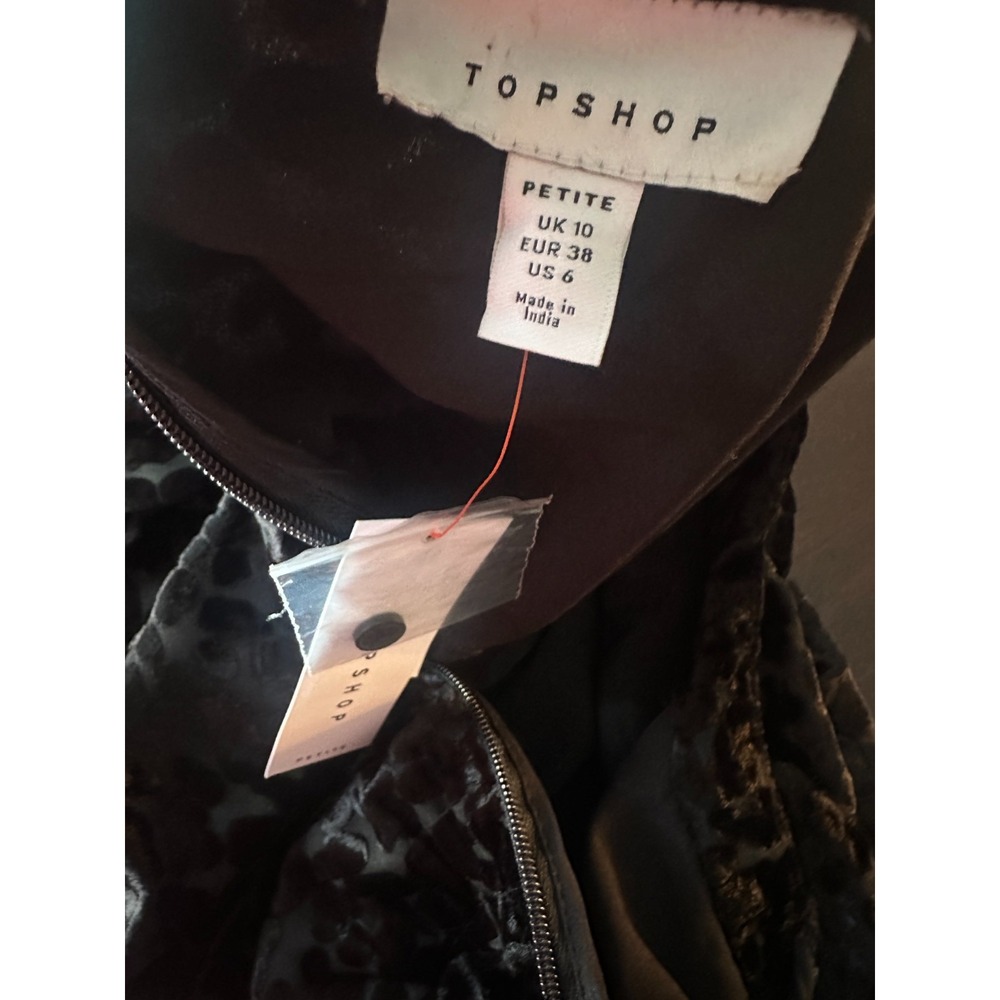NEW Topshop Balloon Sleeve Tiered Dress Animal Print Velvet Black 6P Witchy - Picture 9 of 16